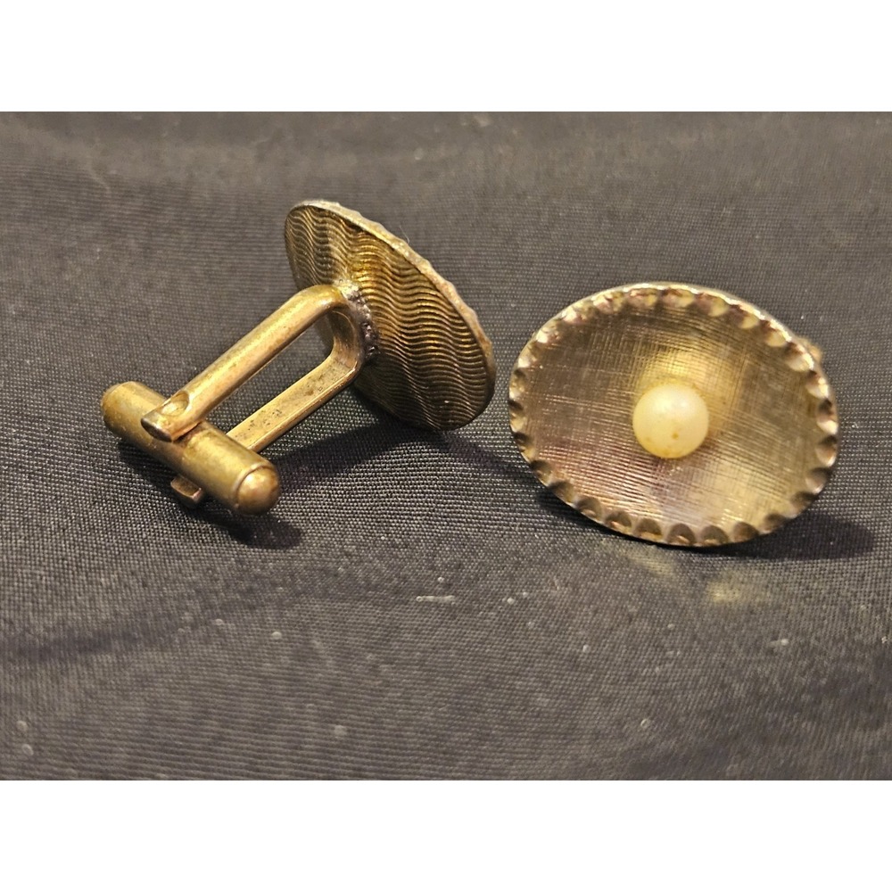 Vintage Silver And Pearl Accent Cufflinks